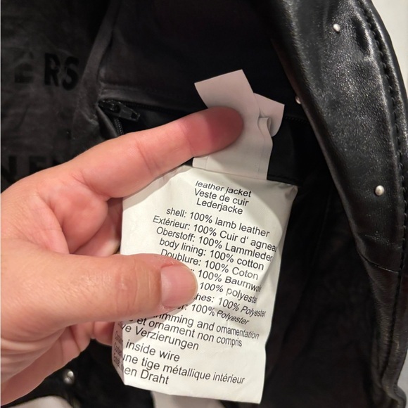 MAURITIUS Black Leather Saddy Studded Moto Jacket Size - Picture 7 of 10